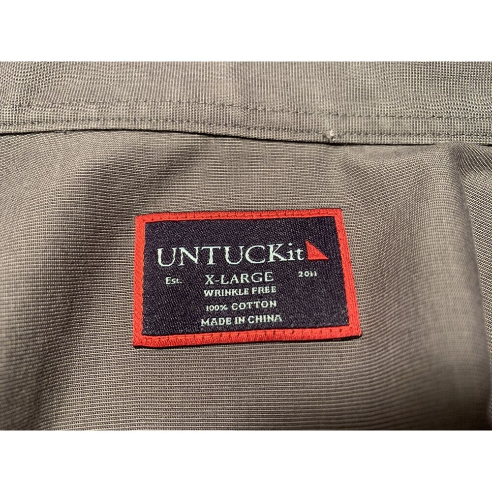 Untuckit Shirt Men XL Extra Large Sangiovese-WF Grey Wrinkle Free Cotton